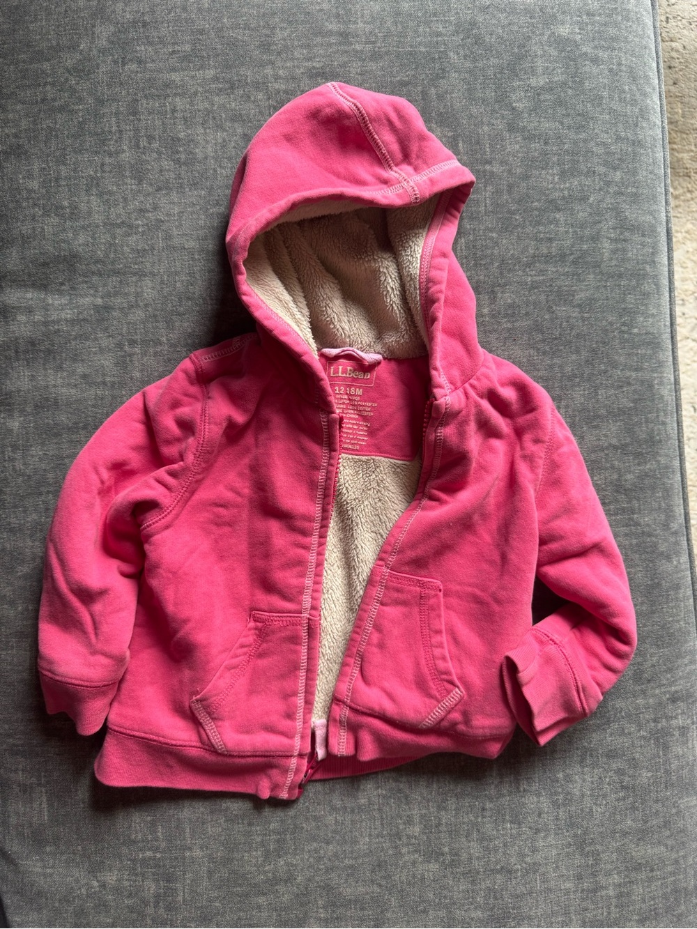 L.L. Bean Girls' Hot Pink Sherpa-Lined Zip Hoodie